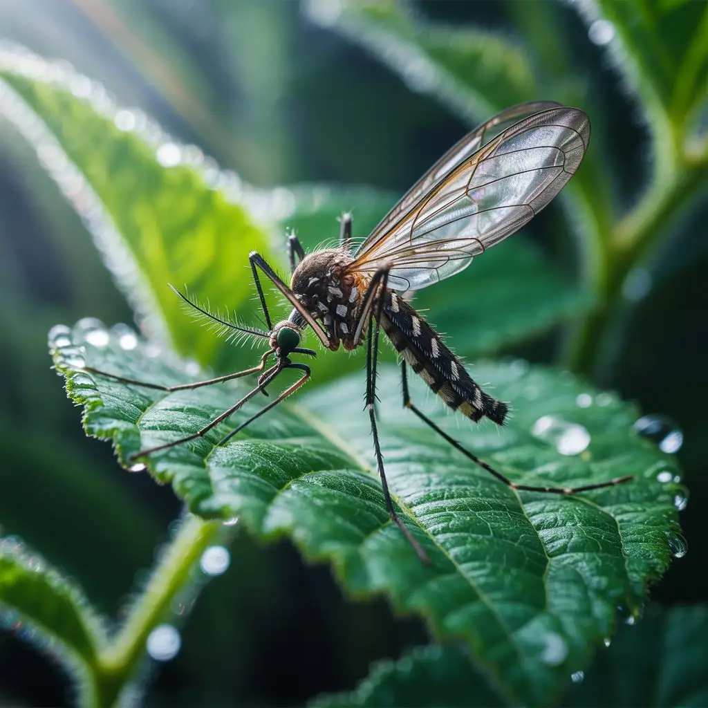 A mosquito on a leaf, bred from standing water in Tallahassee yards A mosquito on a leaf, bred from standing water in Tallahassee yards