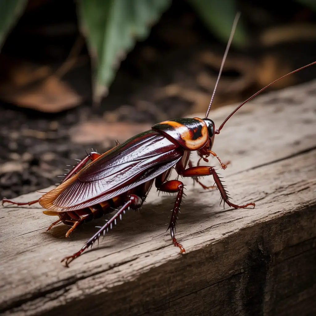 A large palmetto bug (American cockroach), the outdoor roach common across Tallahassee