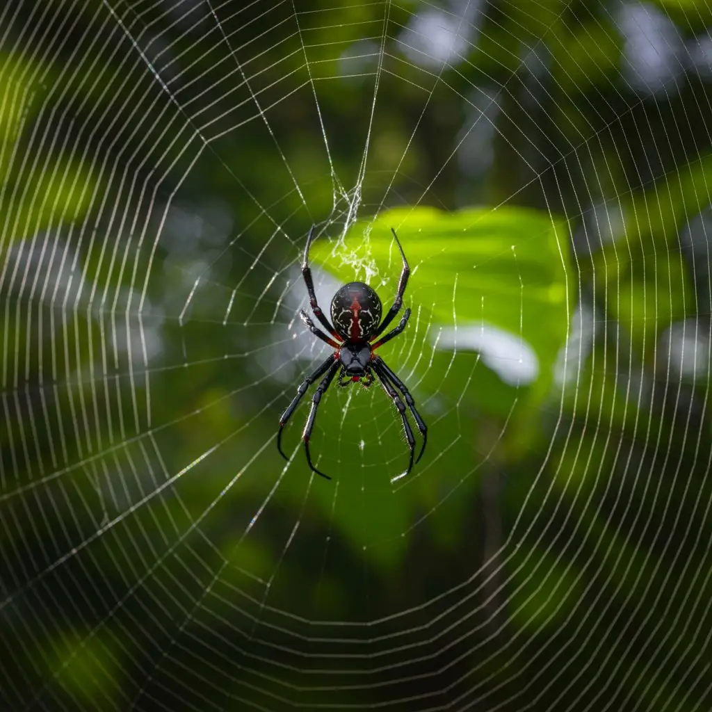 A spider in a web, representing the widow spiders found around Tallahassee homes A spider in a web, representing the widow spiders found around Tallahassee homes